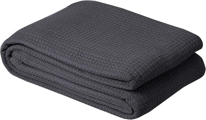 DOLLCENT 100% Cotton Queen Size Blanket for Bed, Premium Soft Combed Lightweight Blankets, Washed Breathable Cozy Bed Throw Blanket, Grey Queen Cotton Blankets for All Season: Grey (90"x90")
