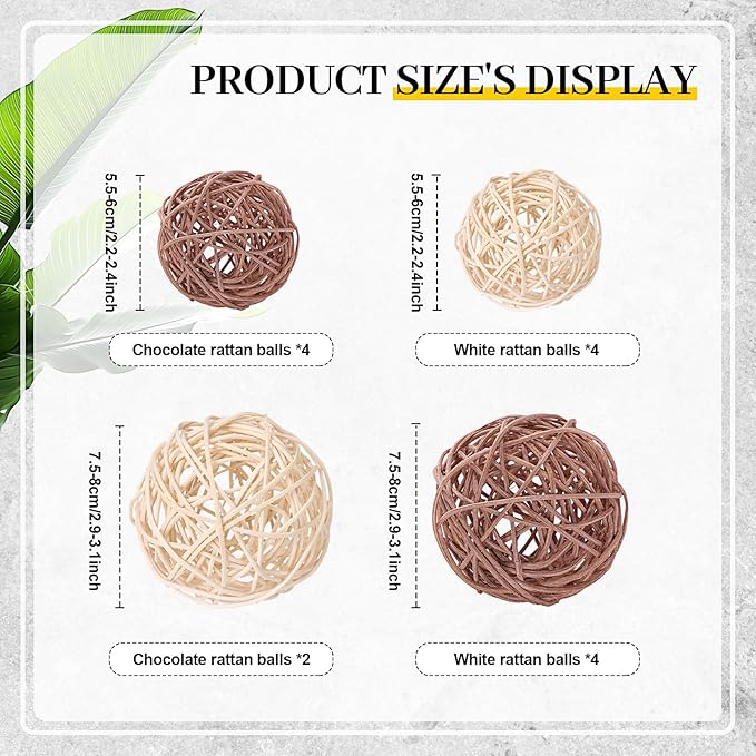 Jetec 18 Pcs Decorative Balls for Centerpiece Bowls Green Moss Balls Wicker Rattan Cord Decorative Bowl Fillers for Garden Vase Home Party Table Spring Christmas Farmhouse Rustic Decor(Large Size)