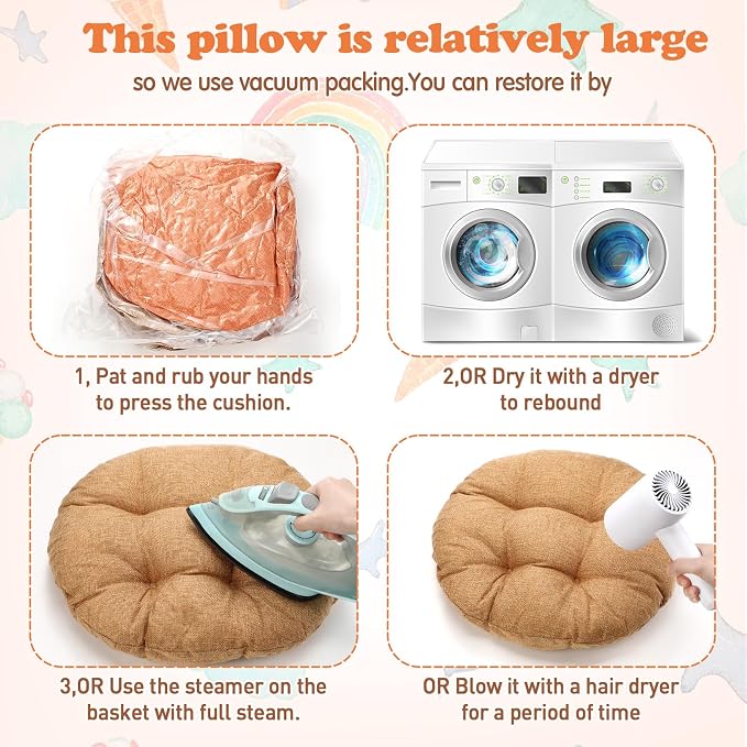Fumete 8 Pcs 16 Inch Floor Cushions Pillow for Kids Bulk Classroom Round Flexible Seating Floor Cushions for Students Home Daycare School Reading Corner Yoga Meditation Picnic (Warm Earthy Tones)
