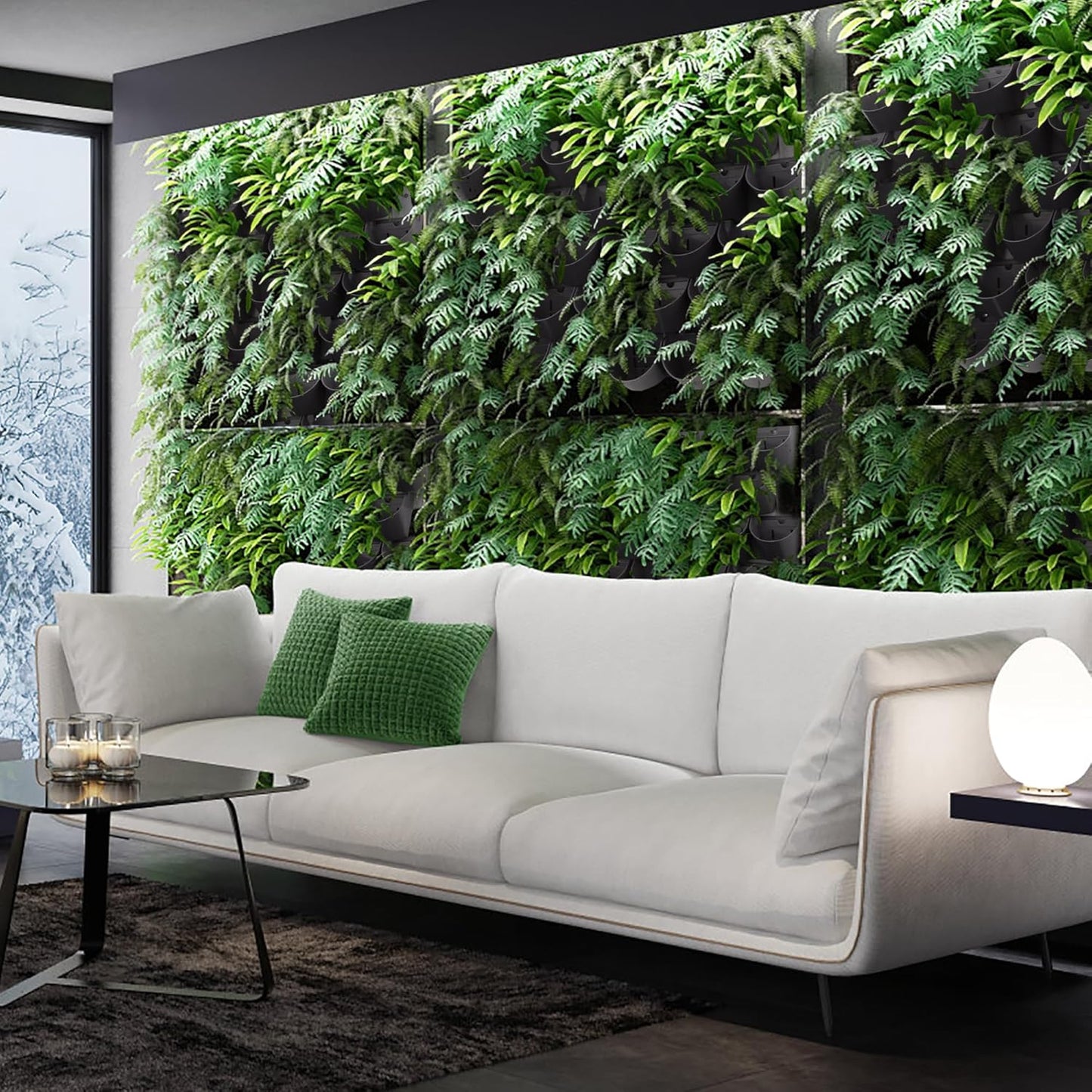 Worth Garden Upgraded 12 Sets (36-Pocket) Self Watering Stackable Vertical Planters - Wall Mounted Plastic Plant Grow Pots fr Strawberries Flowers Herbs - Indoor Outdoor Green Wall Decoration (Black)