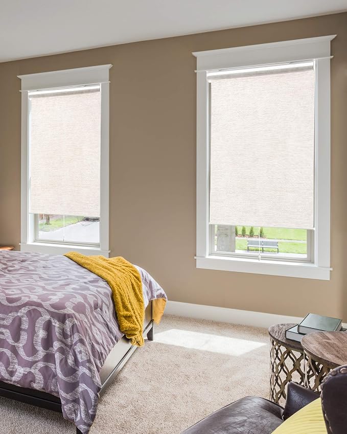 CHICOLOGY Roller Shades , Cordless Blinds , Window Shades for Home , Roller Window Shades , Window Treatments , Door Blinds , Light Filtering Shades , Felton White (Natural Woven) , 23"W X 72"H