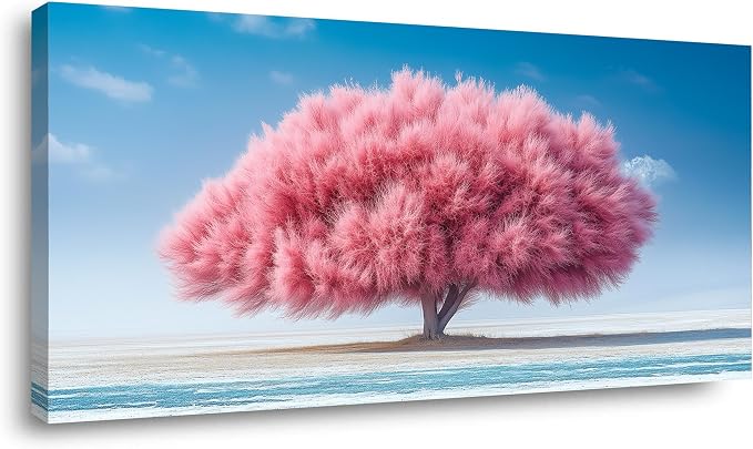 Ggaafet Pink Tree Wall Art for Living Room Canvas Oil Painting Prints Beautiful Warm Landscape Art Deco Modern Artwork Office Bedroom Family Dining Room Decor Large