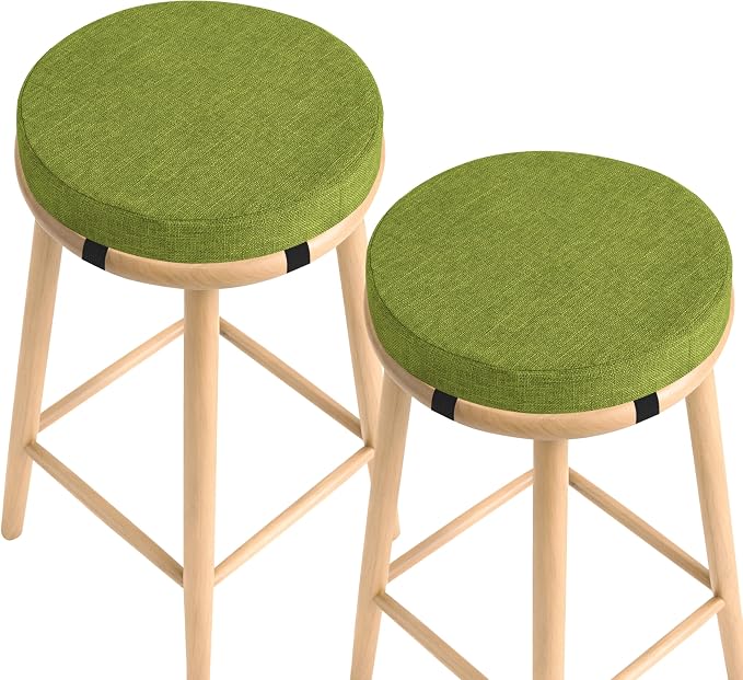 AddGrace Round Bar Stool Cushions 2 Pack Bar Stool Seat Cushion Non Slip Round Chair Pads with Removable and Washable Cover 12x12 Inch Green