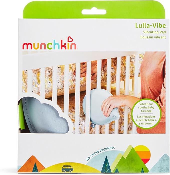 Munchkin Lulla-Vibe Vibrating Pad, Baby Sleep Soother for Crib Mattresses, Bassinets, Strollers, Nap and Sleep Aid for Babies and Infants, Rechargeable, Light Blue