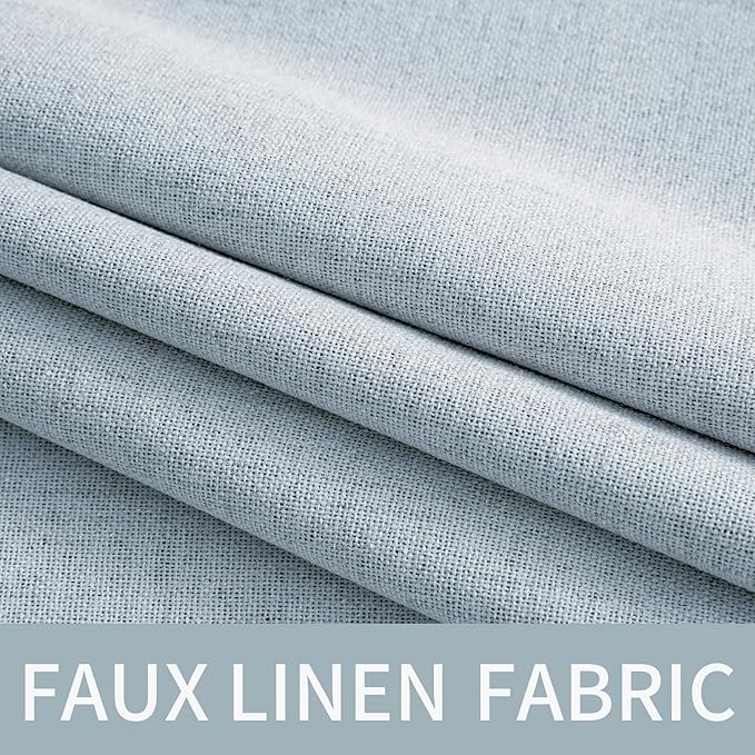 MIULEE 90 Inches Linen Textured Curtains for Bedroom 100% Blackout Thermal Insulated Chambray Blue Grommet Room Darkening Curtains & Drapes Luxury Decor for Living Room Nursery 52 x 90 Inch (2 Panels)