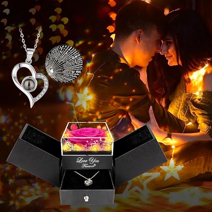 ENERLEAF Preserved Burgundy Real Rose-Eternal Flowers Rose Gifts for Mom Grandma Wife Girlfriend on Mothers Day Birthday