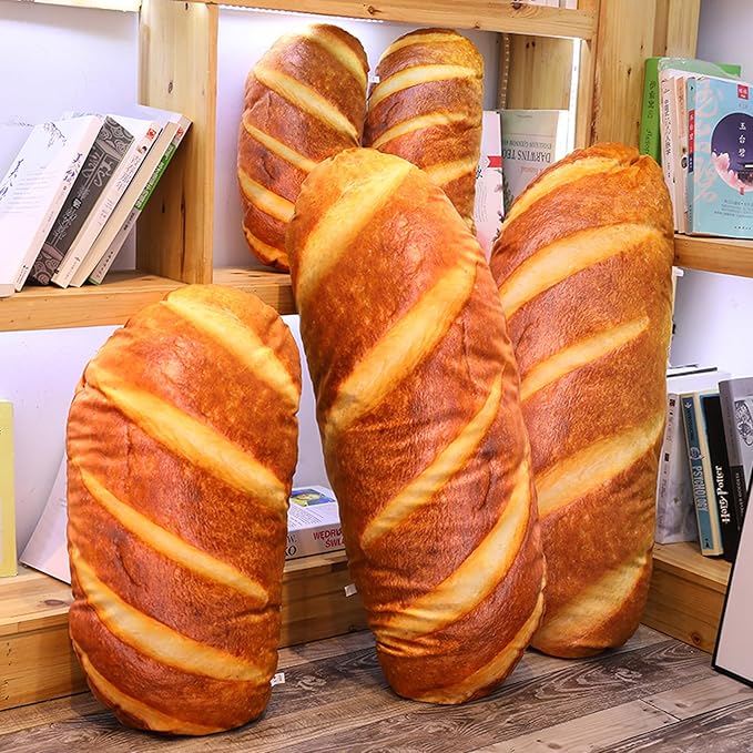Levenkeness 3D Simulation Bread Shape Plush Pillow,Soft Butter Toast Bread Food Cushion Stuffed Toy for Home Decor 23.6"