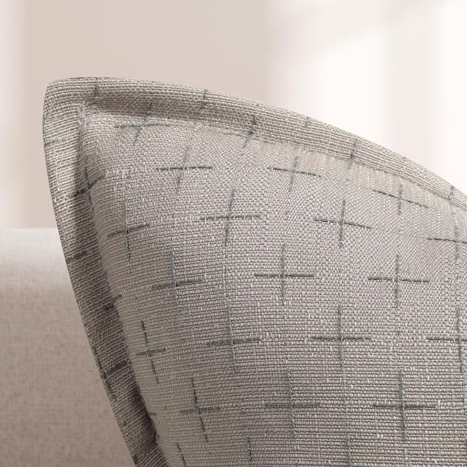 ZWJD Pillow Covers 24x24 Set of 2 Soft Polyester Textured Pillow Covers with Stylish Flange Edge Cozy Farmhouse Throw Pillows for Couch Bed Sofa Living Room