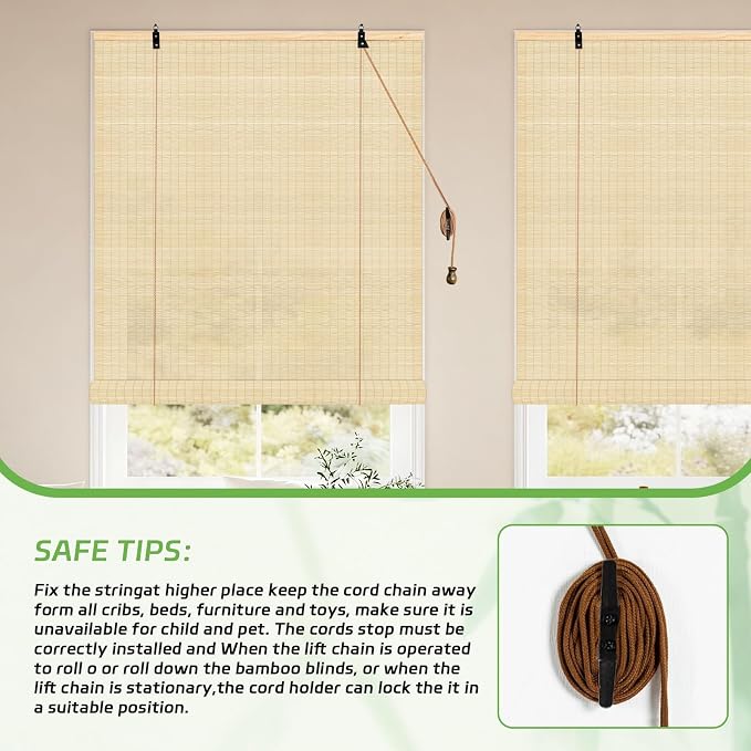 Bamboo Blinds - Bamboo Roman Shades 60Wx72L Outdoor Roller Blinds Retro Suitable for Indoor/Outdoor Porch Privacy Lifting Sun Protection