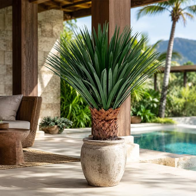 Artificial Agave Plant Black Pot 37 Inch Tall Faux Agave with Removable White Coating Realistic Fake Floor Plant Indoor Outdoor Front Porch Patio Doorstep Home Office Hotel Desert Style Decor