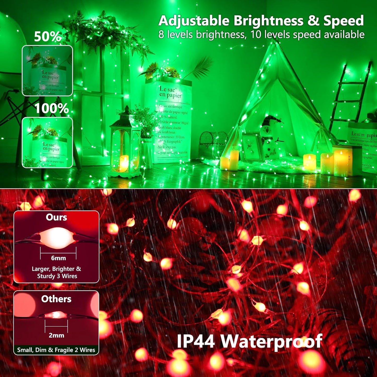 BrizLabs Color Changing Fairy Lights - 33ft 100 LED Christmas Fairy Lights with Remote, Rainbow Xmas Tree Light with Timer, RGB Halloween Light Music Sync Twinkle Light for Xmas Halloween Party Home