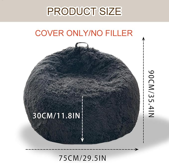 BCU Bean Bag Chairs for Kids and Adults Without Filler (Cover Only) Comfy Plush Fluffy Bean Bag Chair Cover Lazy Sofa Cover for Bedroom Living Room, Multicolored