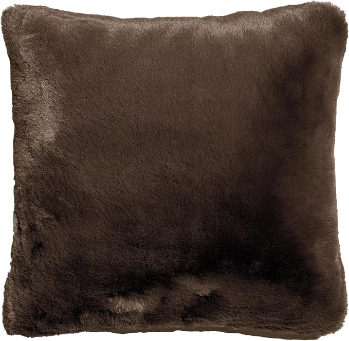 UnHide Squish - Faux Fur Pillow - Extra Soft Throw Pillow - Square Shaped Pillow, Polyester Fill - Machine Washable - Perfect for Living Room, Bedroom, or Guest Room - 20” x 20” - Chocolate Hair