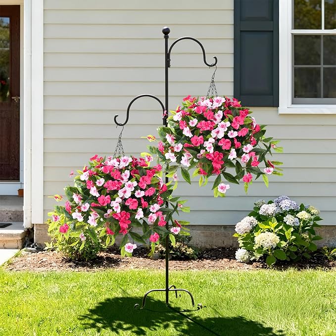Hommyea Artificial Fake Hanging Flowers Plants Basket for Outdoors Outside Decoration UV Resistant Faux Silk Flowers Look Real Plastic Flowers for Spring Planters Home Porch Patio Garden Decor