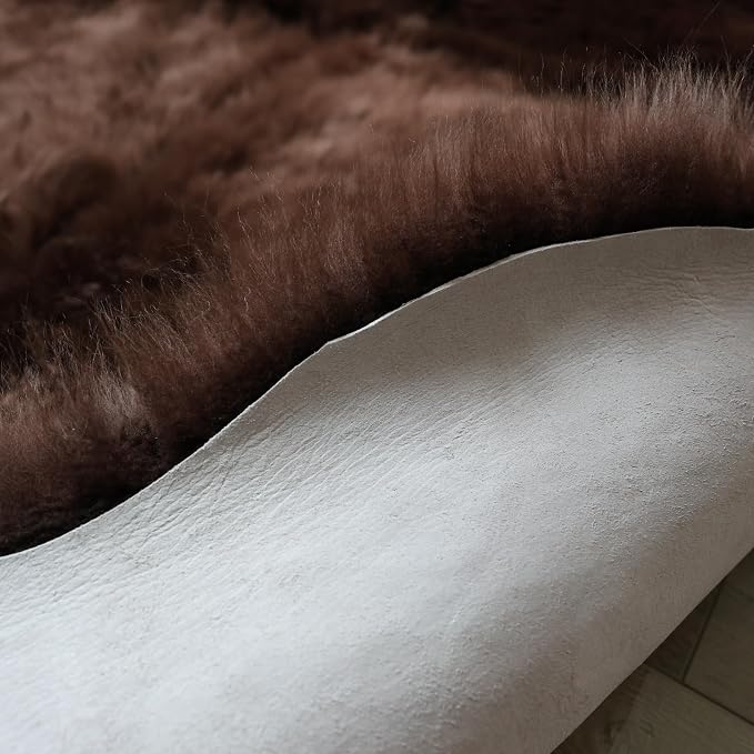 Sheepskin Rug, Fluffy Shaggy Area Rug, Super Soft 24‘’ x 72‘’ Sheepskin Hair Rug, Plush Rug, Decorative Rugs for Bedroom, Children's Room, Living Room (Brown, 24" x 72")