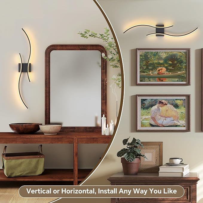 Battery Operated Wall Sconce Set of 2, Dimmable Modern LED Rechargeable Wall Light with Remote Control, Wall Decor for Living Room, Hallway, Quick Install, No Electrician Required
