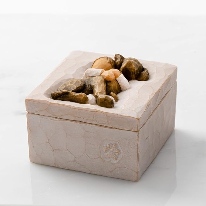 Willow Tree Hug (dark dog), sculpted hand-painted Keepsake Box