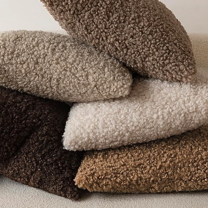 Foindtower 2 Pieces 22x22 Inch Dark Bronze, Faux Fur Throw Pillow Cover Accent Sherpa Furry Pillow Covers Fuzzy Soft Pillowcases Cozy Sheepskin Decorative Fleece Cushion Case for Bed Couch Living Room