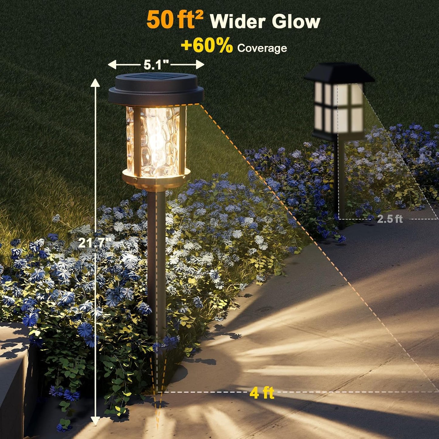 XMCOSY+ Solar Pathway Lights, Garden Solar Lights, 20 LM LED Glass Water Lens, IP65 Waterproof Solar Powered Light for Outside Driveway Walkway Landscape Backyard Sidewalk (‎Black & Brown)