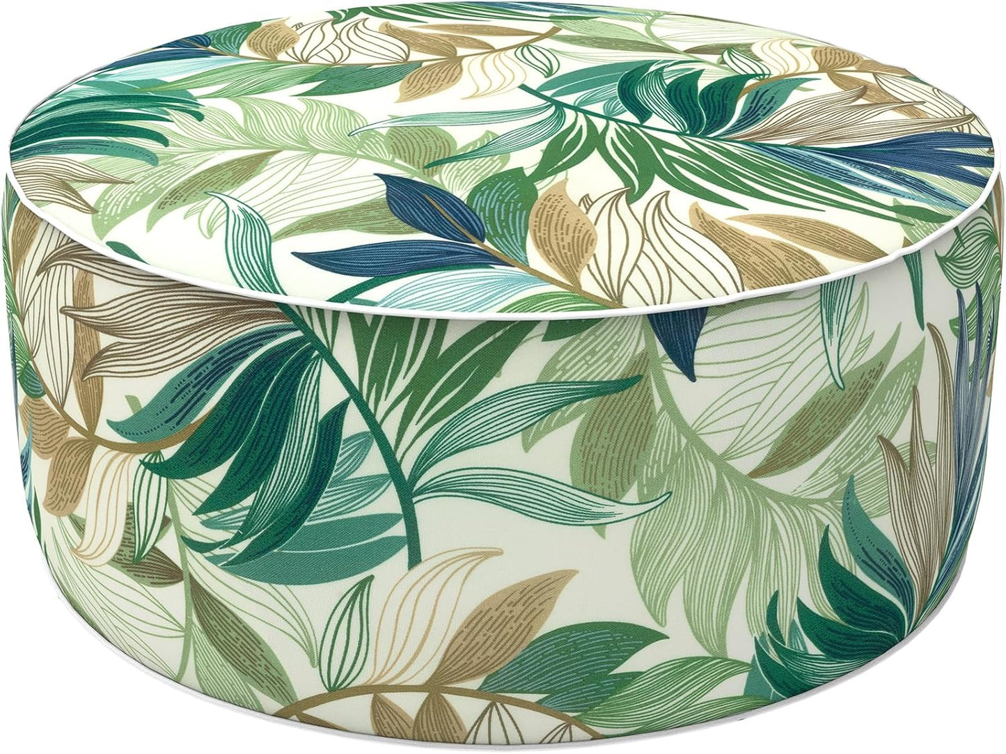 LVTXIII Inflatable Stool Ottoman Footrest with Handle, Decorative Fade-Resistant Foot Stool, Indoor or Outdoor Pouf for Home Garden and Camping Use, D21 x W 21 x H9, Lush Leaf Green