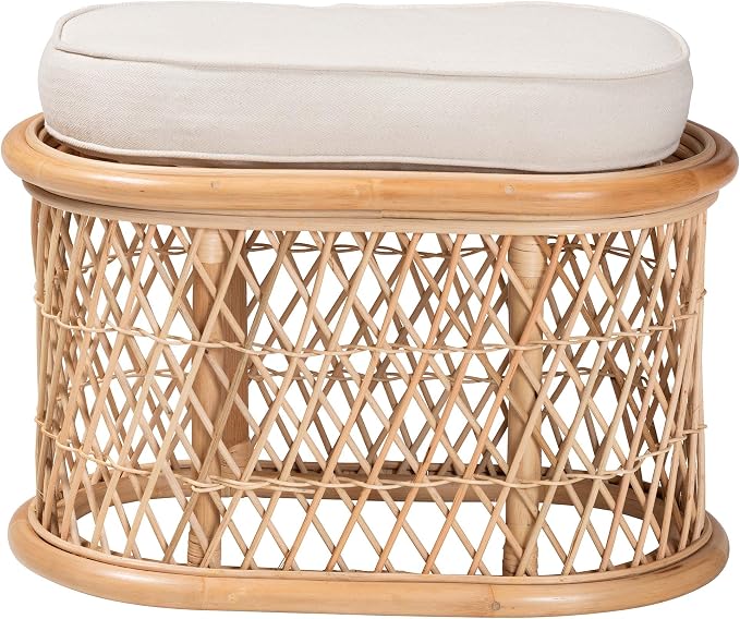 Bali & pari Ladonna Bohemian Natural Rattan Ottoman Footstool