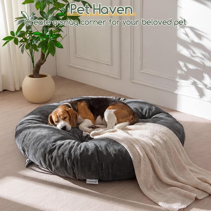 HIGOGOGO Papasan Chair Cushion with Chenille Cover (Without Chair), Soft Supportive Cushion, Dark Grey, 48 x 48 Inch