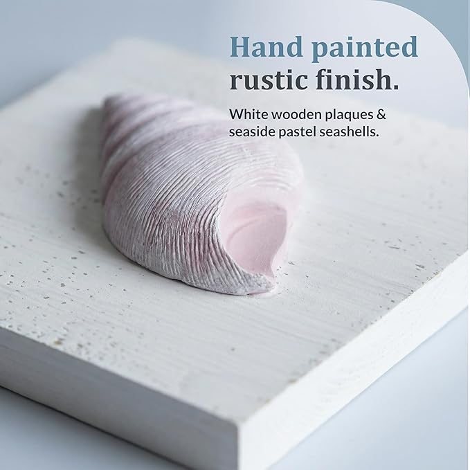 Tide and Tales 3D Beach Wall Art - Seashell with Starfish for Coastal Bathroom Decor, Ocean Inspired Decor for Bathroom, Coastal Bedroom, Living Room or Beach House, Set of 3 (6”x 6”)