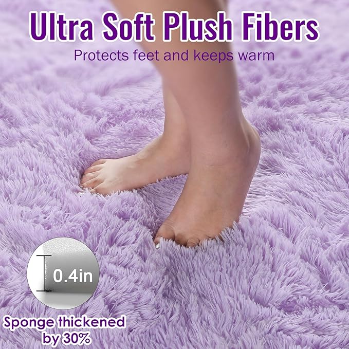 PAGISOFE Fluffy Purple Rug 2' x 6' Shaggy Runner Rugs for Bedroom Living Room, Furry Rugs for Bedroom Princess, Bedside Rug Nursery Christmas Decor Shag Carpet for Kids Teen's Room Decor Aesthetic