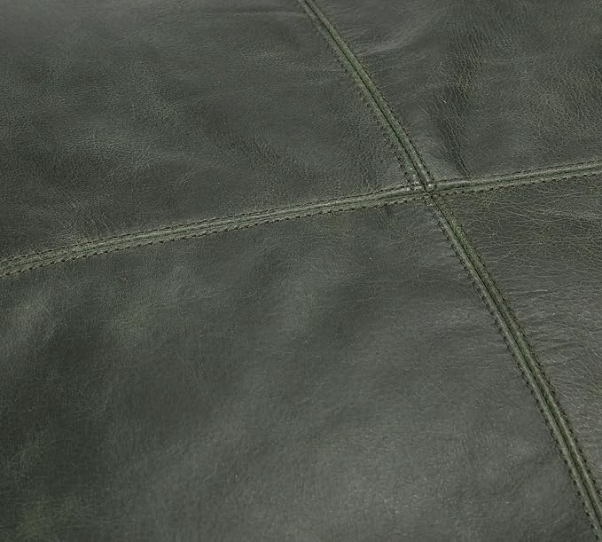 Genuine Leather Pillow Cover Case for Lumbar Throw Couch Pillows - Modern Farmhouse Decorative Sofa Thick & Soft Cushion Covers (Forest Green, 12" x 20")