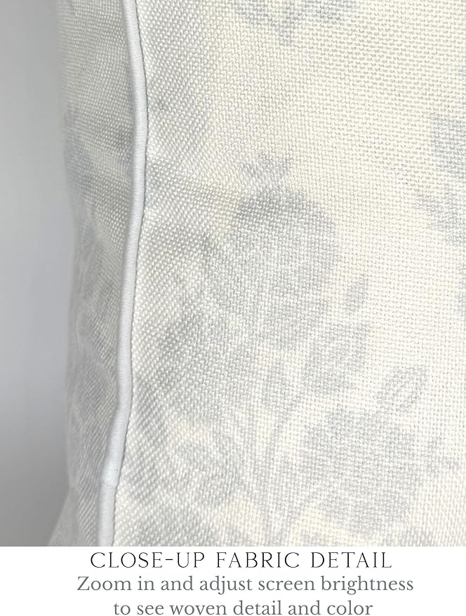 Jillien Harbor “The Patty” Floral Block Print Pillow Cover – Neutral Gray Decorative Throw Pillow Cover with White Background – Grandmillennial Home Decor, 20" x 20"
