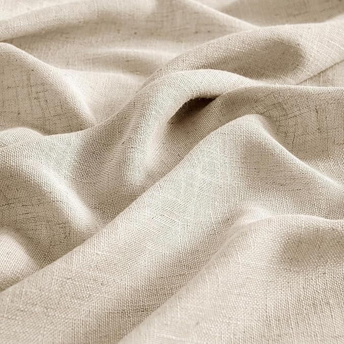 MIULEE Light Taupe Linen Curtains 90 Inch Long 2 Panels for Bedroom Living Room, Soft Linen Textured Window Drapes Semi Sheer Light Filtering Back Tab Rod Pocket Farmhouse Modern Burlap Look Decor