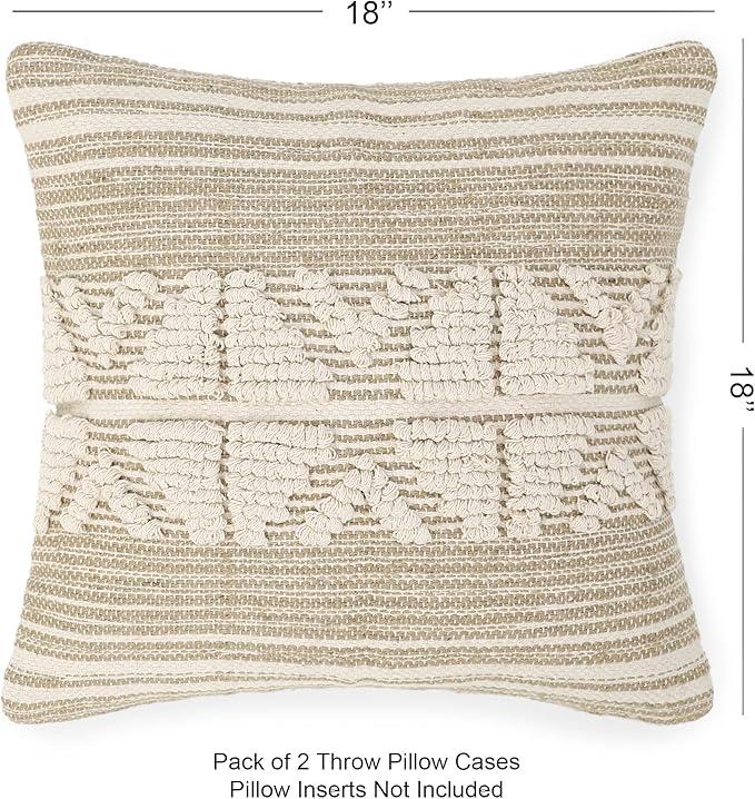 REDEARTH · Handmade Boho Throw Pillow Covers - Bohemian Chic Farmhouse Style - Accent Woven Indoor and Outdoor Pillow Cushion Cases for Couch - Bed - Chair - Sofa - Benches – Set of 2-18"x18" -