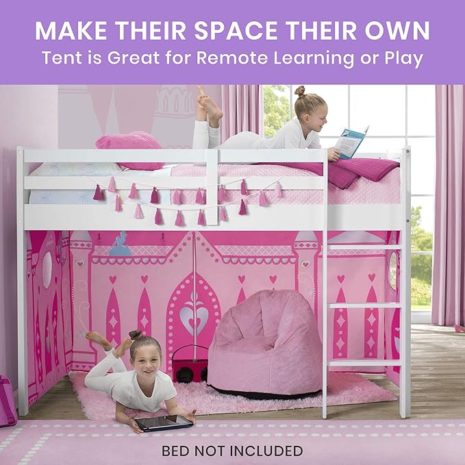 Disney Princess Loft Bed Tent - Curtain Set for Low Twin LoftBed (Bed Sold Separately) by Delta Children (Pack of 10)