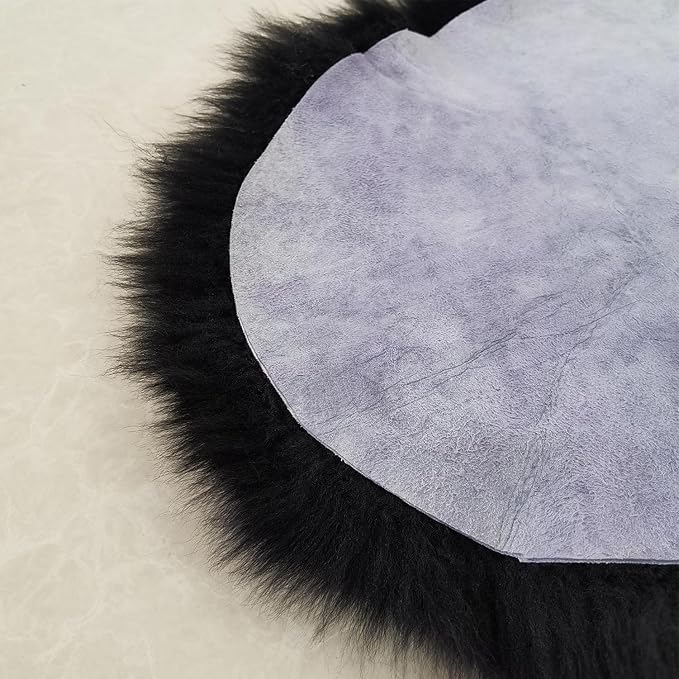 Champlus Genuine Australian Merino Sheepskin Rug, 2.3x3.3 ft Lambskin Area Rug, Sheep Skin Fur Rug, Single Pelt, Black