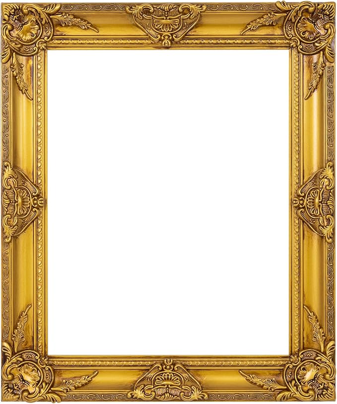 ArtXO Ornate Wooden Gold 16x20 Picture frames, Picture Frame for Photo Frame,Canvas Frames,Art Panels Frame,Paintings,Artwork,Corner Ornaments Gold Frames,16x20 Frame without Acrylic Glass and Backing