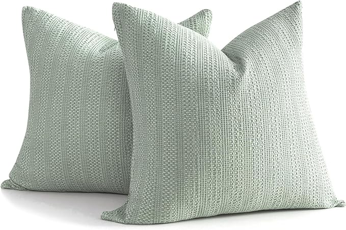 26x26 Pillow Covers Boho Euro Shams Set of 2 Decorative Throw Pillow Covers Cotton Large Square Pillowcase for Couch Bed, Sage Green