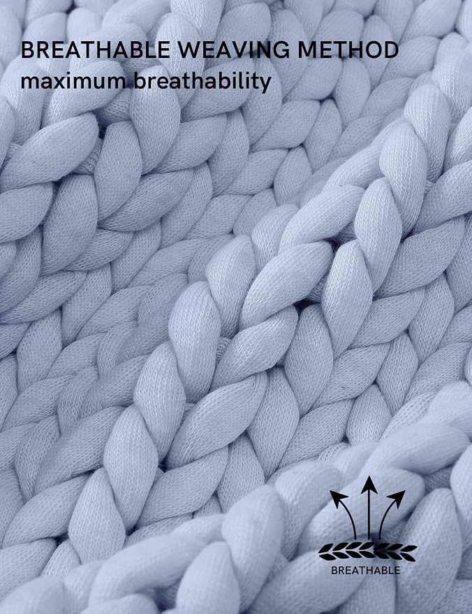YnM Chunky Throw Blanket, Medium-Weight, Hand Knitted, Skin Friendly, Ventilated and Breathable, Machine Washable, Home Décor Piece for Couch, Sofa and Bed (Atlantis Blue, 40x50 Inch)