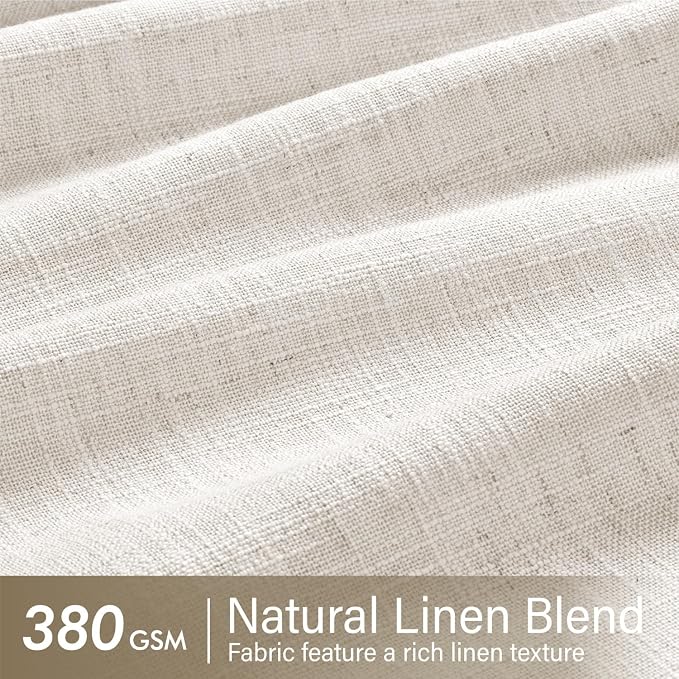 MIULEE Pinch Pleated Thick Linen Curtains 45 Inches Long 2 Panels for Kitchen Bedroom Basement, Linen Textured Memory Trained Drapes Pleat Back Tab Light Filtering Natural Small Short Window Curtains