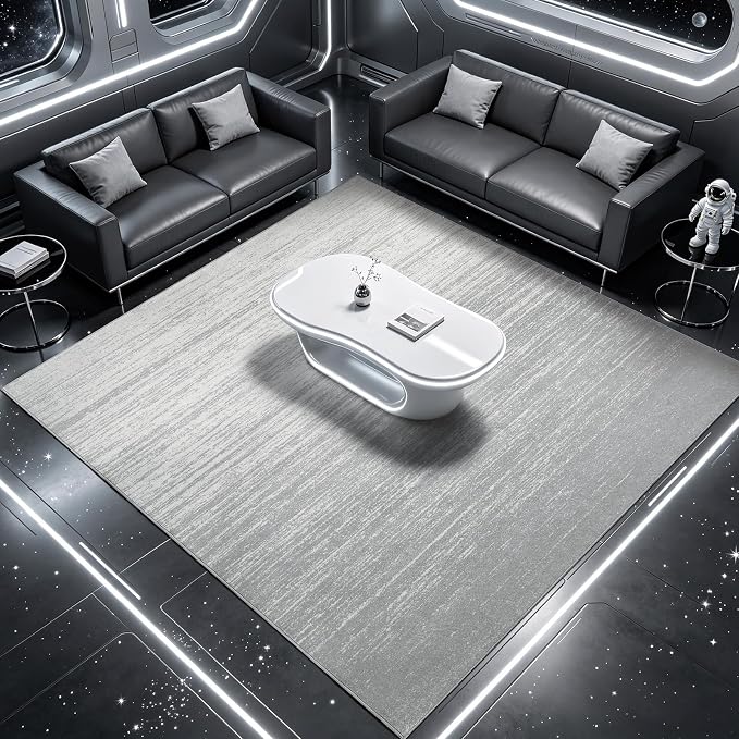 LIANLAM 8x10 Silver Infused Self-Cleaning Rug for Living Room (8x10,Silver) | NASA-inspired silver infused fabric washable rug,long-lasting surface freshness, low-pile minimalist versatile home decor