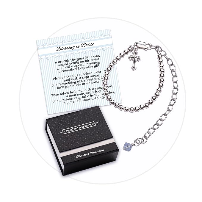 Cherished Moments Baby Blessing to Bride Christening Cross Bracelet for Boys in Sterling Silver