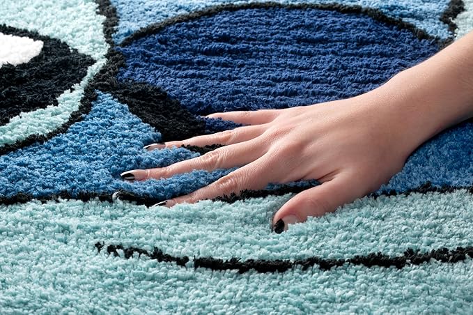 Jay Franco Disney Lilo and Stitch Plush Blue Fluffy Accent Rug - 4 x 2 ft Area Rug for Kids Bedroom or Living Room Decor