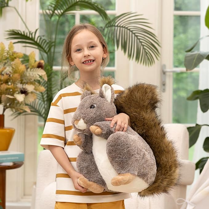 MaoGoLan Giant Squirrel Stuffed Animal,17.7" Realistic Squirrel Plush Toys with Cute and Fluffy Tails,Big Stuffed Squirrel Gift for Forest Animal Lover,Girls,Boys,Kids,Baby Shower