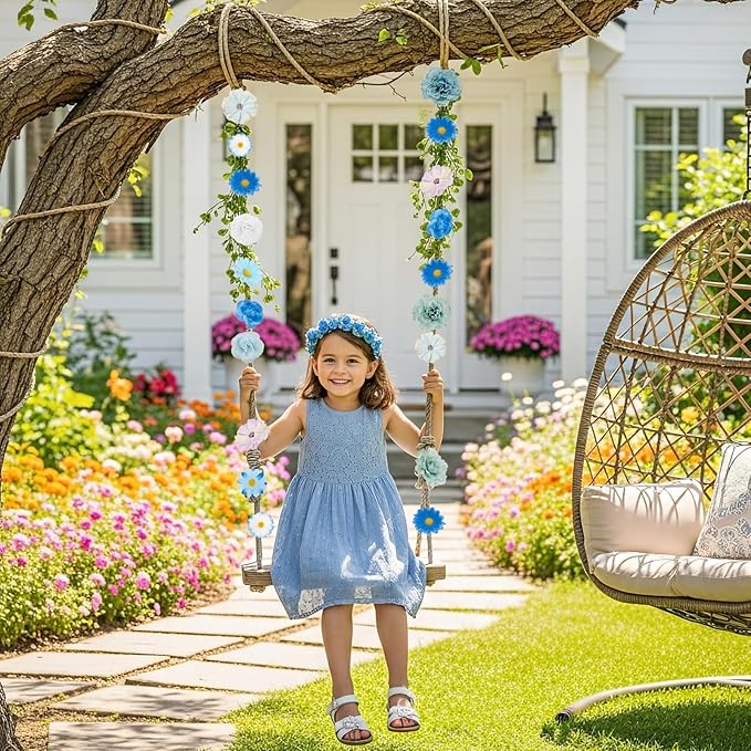 ATTGREAT 310 Pcs Fake Flower Heads Mini Artificial Flower Bulk Silk Flowers for Decoration Small Faux Flower Heads Fabric Daisy Buds Floral for Crafts DIY Wedding Party Baby Shower Home Decor, Blue