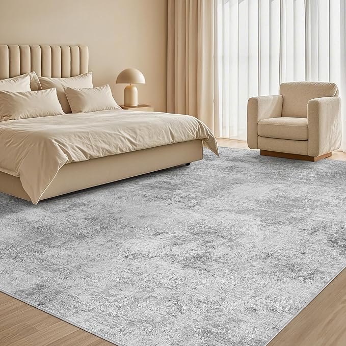 Tortania Area Rug Living Room Rugs - 10x14 Washable Large Soft Neutral Boho Moroccan Bohemian Farmhouse Rug Indoor Floor Carpet for Bedroom Under Dining Table Home Office Decor - Ivory Grey