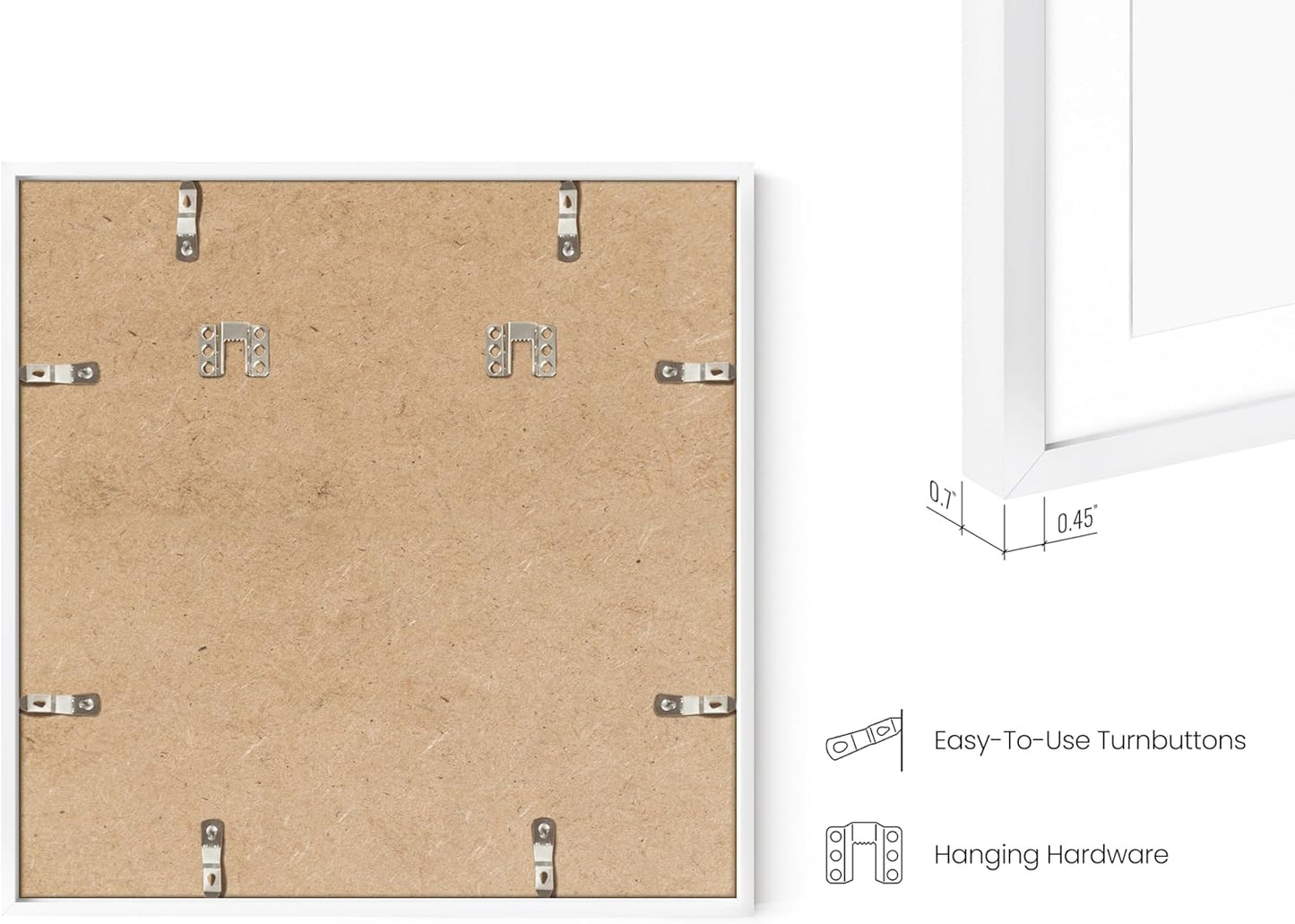 HAUS AND HUES 16x16 White Metal Picture Frames Matted to 12x12 - Features Premium Aluminum & Hanging Hardware, Shatterproof Plexiglass - Ideal for Home, Room, Office (16x16 in, White, Set of 25)