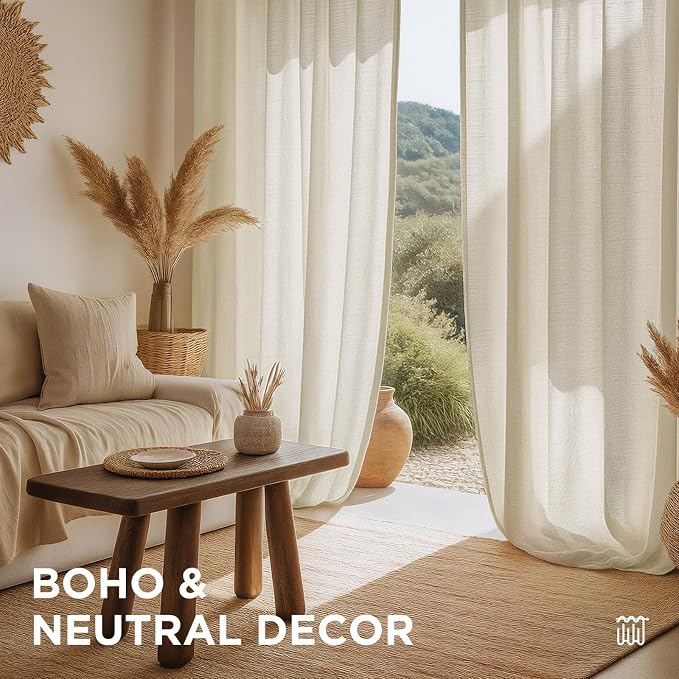 Joydeco Linen Curtains 72 inch Length 2 Panel Set, Light Filtering Curtain for Living Room Bedroom, 52 inch Wide Drapes with Rod Pocket Back Tab