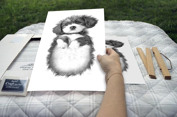 Memory Lane Gifts Co. Baby Footprint Art, Baby Shower Gift, Original Artwork, Nursery Art Keepsake, Puppy