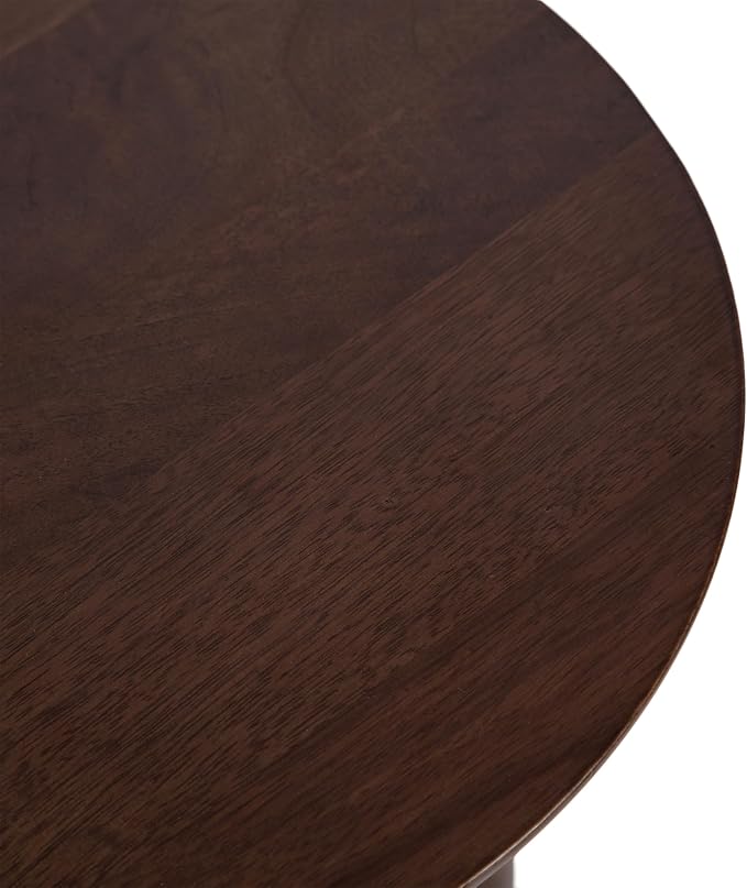 Kate and Laurel Gierson Modern Wooden Round Side Table; 12 x 12 x 22; Dark Brown; Transitional Scalloped Wood End Table for Use as Bedroom Nightstand or Living Room Accent Table