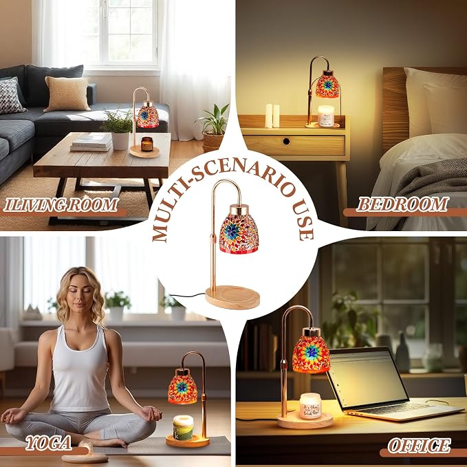 Baquler Turkish Candle Warmer Lamp with Timer Electric Dimmable Candle Warmer Turkish Table Lamp Adjustable Height Moroccan Decor Lighting for Women Mom Birthday Gifts Bedroom Home Office Decor