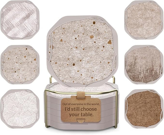 UMIRRO Absorbent Drink Coasters Set of 6 with Holder – Romantic Thoughtful and Sentimental Gifts, I Love You Gifts - Coffee Table & Desk Home Decor, 4” - Choose You